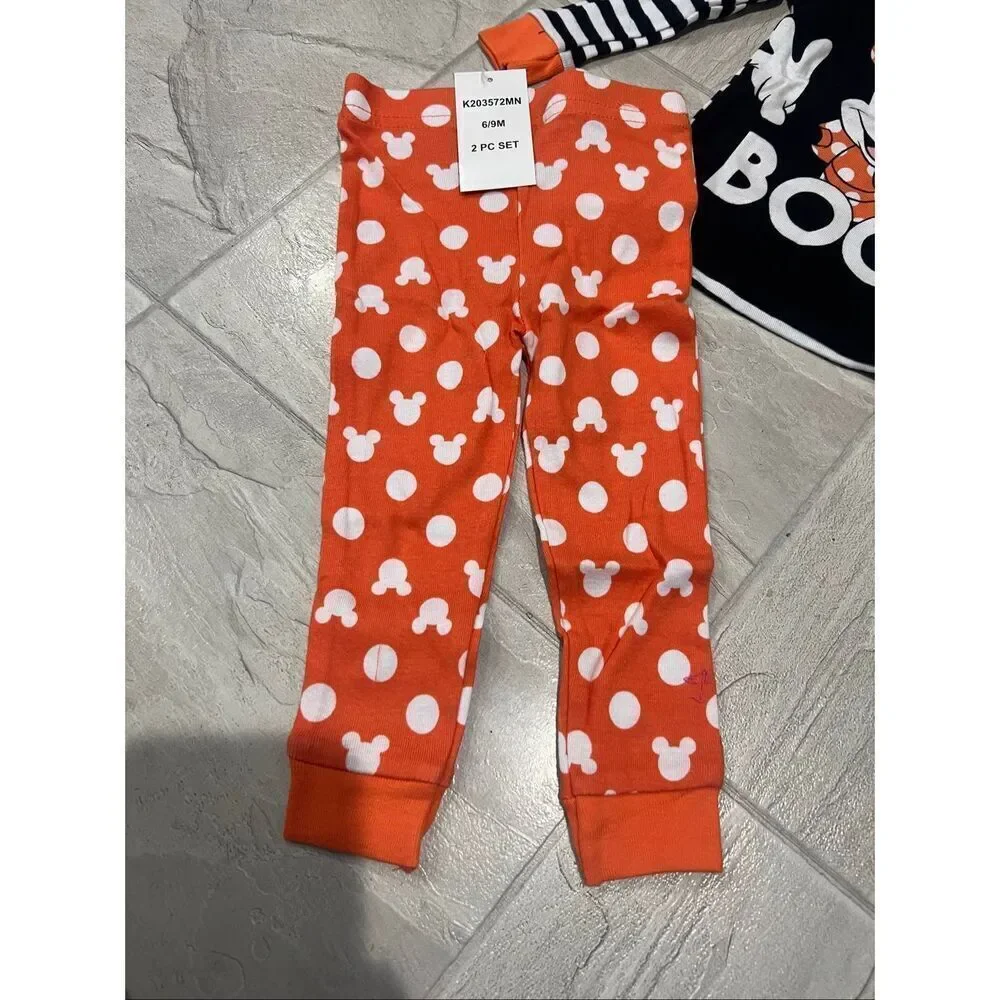 Disney Minnie Mouse Boo Halloween 2pc Jammy Set Girls Size 6-9 Month NEW